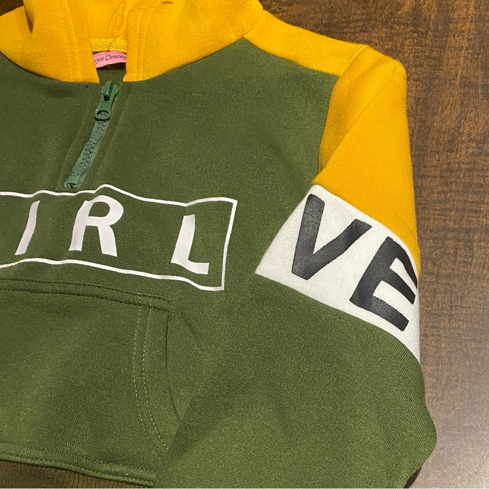Green and Yellow GIRL quarter zip hoodie - Picture 5 of 7